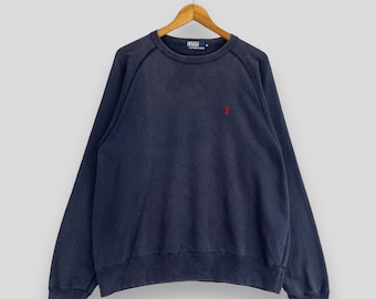Vintage 1990s POLO Ralph Lauren Sweatshirt Crewneck Large Ralph Lauren Pony Sportswear Polo Sport Pullover Blue Sun Faded Sweater Size L