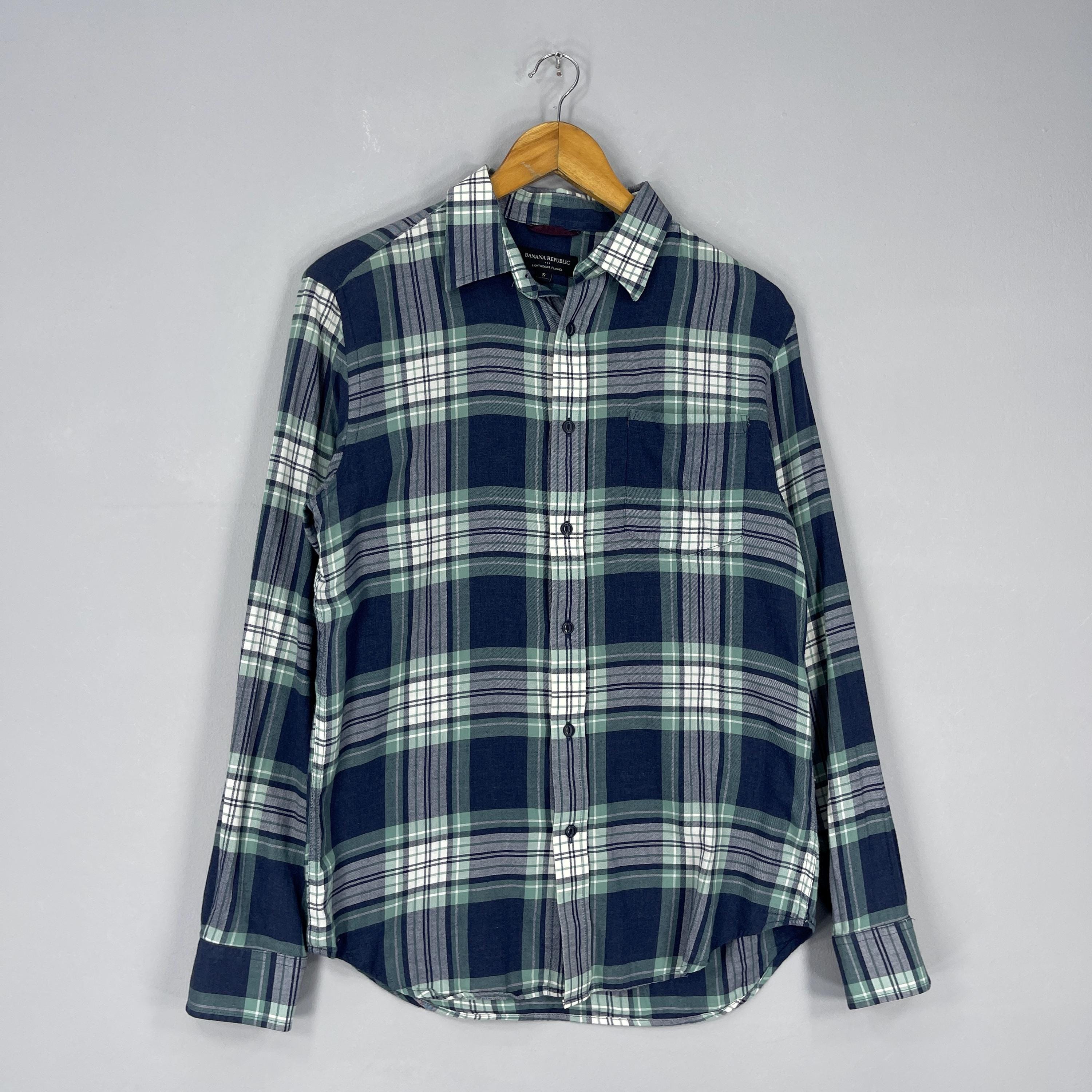 Chemise Homme Banana Republic à Carreaux Blanc Jaune Gris Taille L - Occasion Très Bon état