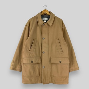 Vintage 1990s LL BEAN Chore Wool Jacket Medium Ll Bean Casual Winter Cold Weather Jacket Ll Bean Brown Quilted Thick Heavy Long Coat Size M
