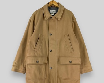 Chaqueta de lana Chore de LL BEAN vintage de los años 90, chaqueta informal de invierno para clima frío de LL Bean, abrigo largo grueso y pesado acolchado de LL Bean, color marrón, talla M