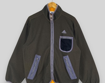 Vintage ADIDAS EQUIPMENT Fleece Jacket Large 90's Adidas Three Stripes Sportswear Cold Weather Jacket Adidas Brown Zipper Jacket Size L