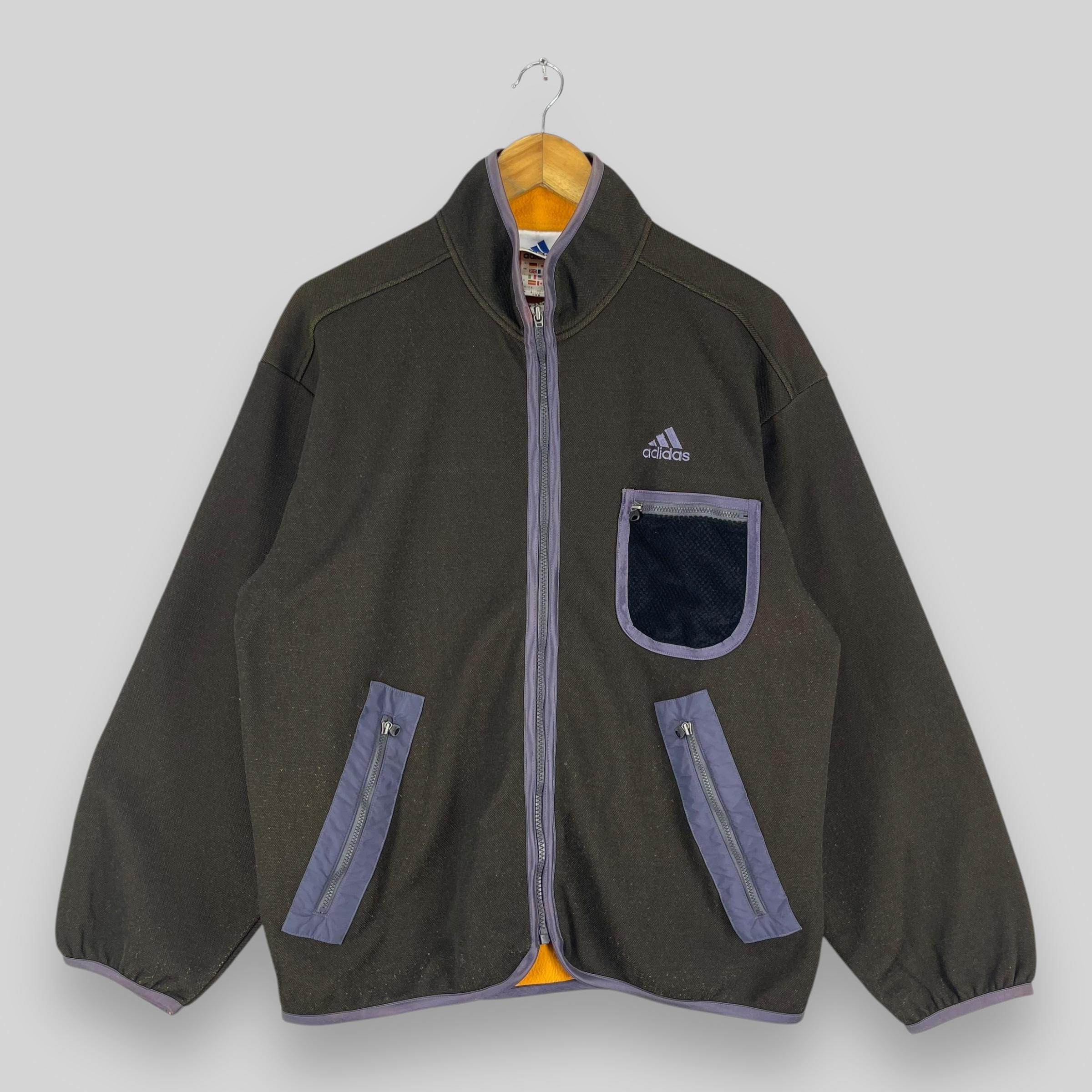 vintage ADIDAS EQUIPMENT veste polaire grande 90 ' s Adidas trois bandes sportswear veste par temps froid Adidas marron veste zippée taille L
