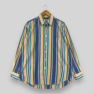 Vintage McGREGOR Streifen Flanellhemd Medium 90er Jahre Abstrakt Vertikale Streifen Mehrfarbig Retro Minimalist Freund Hemd Buttondown Größe M