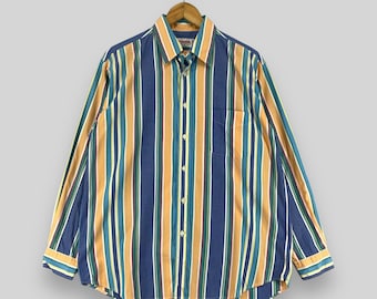 Vintage McGREGOR Stripe Flannel Shirt Medium 90's Abstract Vertical Stripes Multicolor Retro Minimalist Boyfriend Shirt Buttondown Size M