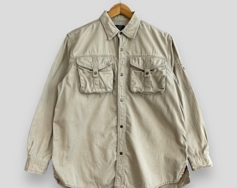 Vintage 1990s ANDARE SCHIETTI Denim Workers Shirt Medium Andare Schietti Outdoor Workwear Cargo Pocket Utility Shirt Buttondown Size M