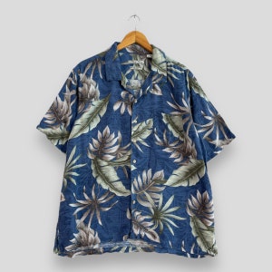 Vintage 1990s BATIK BAY Silk Hawaii Shirt Xlarge Hawaiian Aloha Tropical Floral Sunwear Beach Party Buttondown Aloha Wear Shirt Size XL