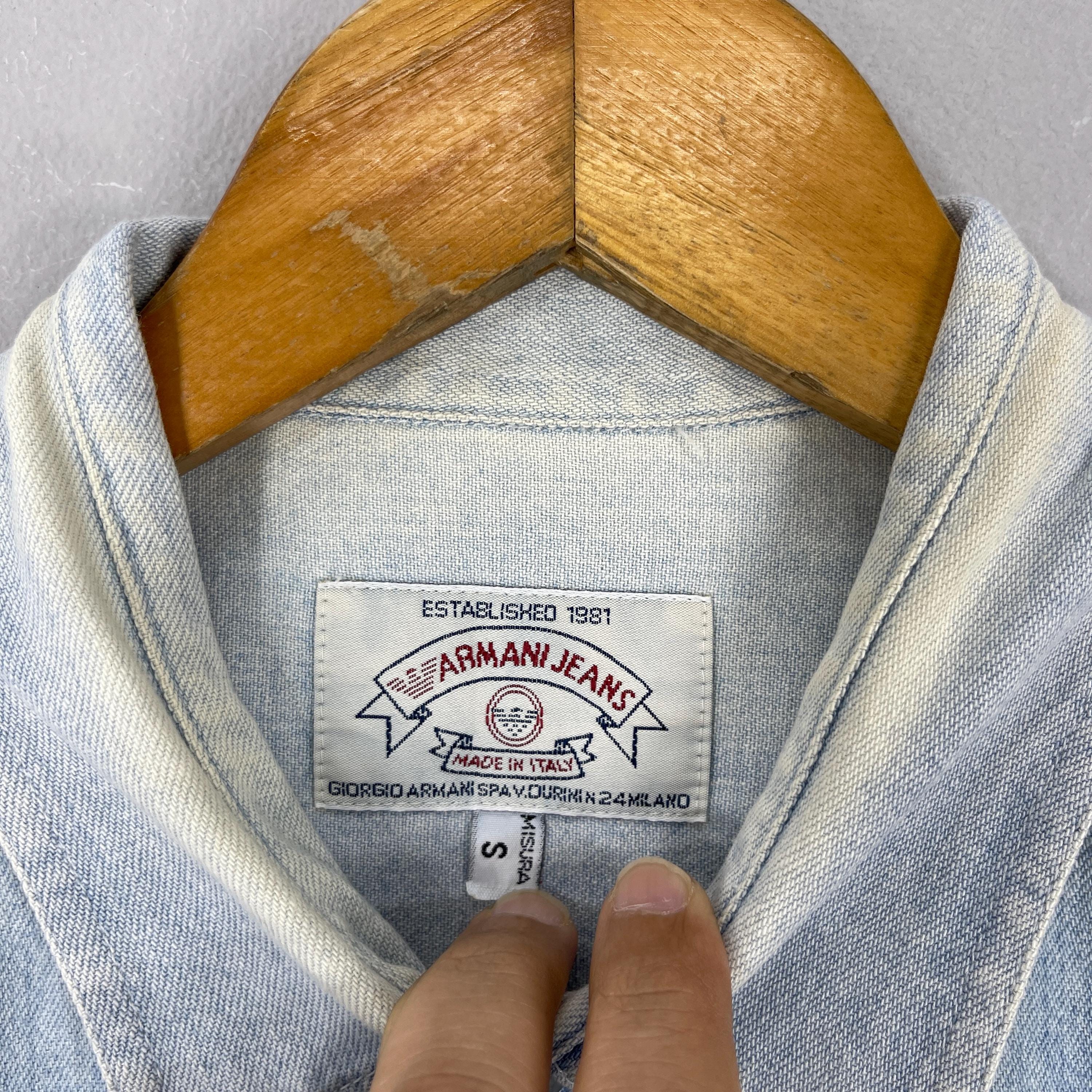Vintage 90's ARMANI JEANS Denim Shirt Small Designer Simint Era