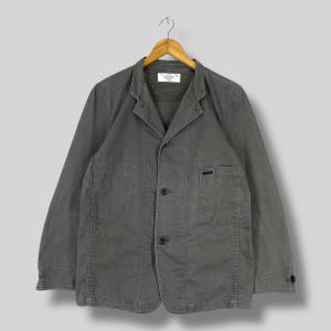 Vintage 90&#39;s SHIPS Japan Denim Workers Jacket Medium Japanese Denim Workwear Frenchwork Ships Casual Chore Jacket Faded Gray Buttons Size M