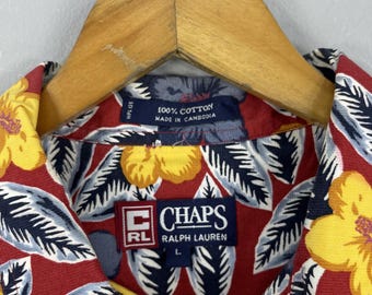 CHAPS RALPH LAUREN Floral Hawaii Shirt Large Vintage 90's Hawaiian