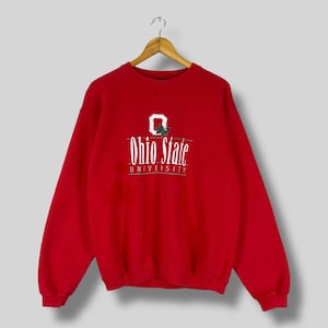 OHIO STATE University Crewneck Sweatshirt Medium Vintage 1990s Ohio State University Spellout Embroidery Ohio Buckeyes Red Sweater Size M