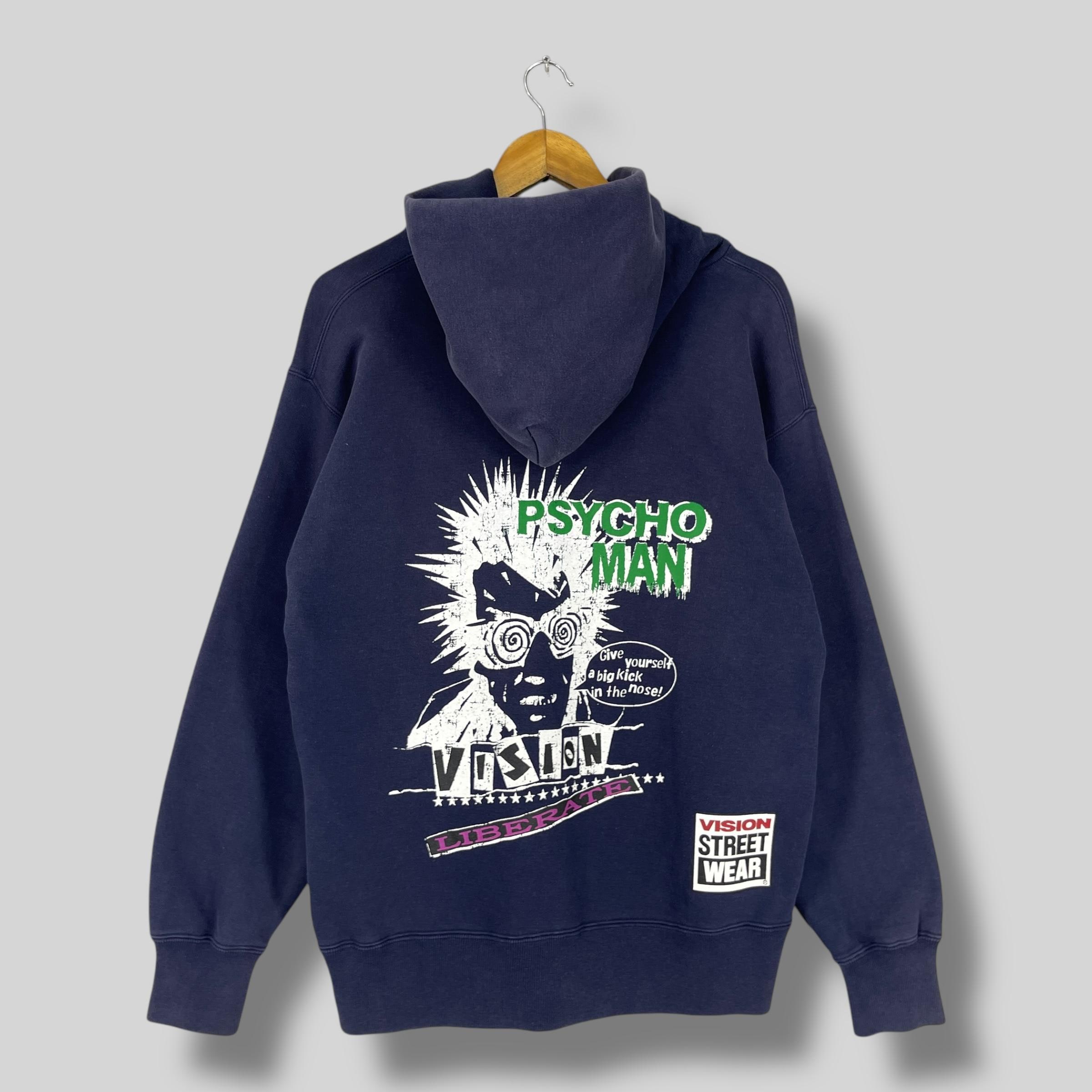 Vintage VISION STREET WEAR Pullover Hoodie Medium 1990s Psycho Man