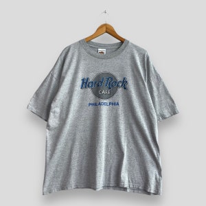 Vintage Hard Rock Cafe Shirt Oversized 1900s Hard Rock Cafe Philadelphia Usa Big Logo Save The Planet Hard Rock Gray Tee Tshirt Men Size XXL