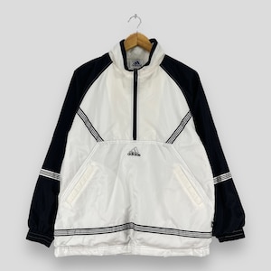 Vintage 1990s ADIDAS EQUIPMENT Windbreaker Jacket Medium Adidas Three Stripes Sportswear Jacket Adidas Sport White Zipper Jacket Size M