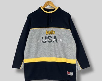 Vintage 1990s PRO KEDS Pullover Sweatshirt Medium Pro Keds Usa Spell Out Embroidery Sportswear Pro Keds Streetwear Colorblock Sweater Size M