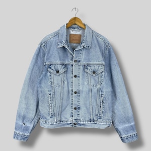 LEVIS 70503 Type-3 Jacket Large Vintage 1990s Levis Strauss Light Wash Jeans Jacket Levis Distressed Denim Trucker Jacket Buttons Size L
