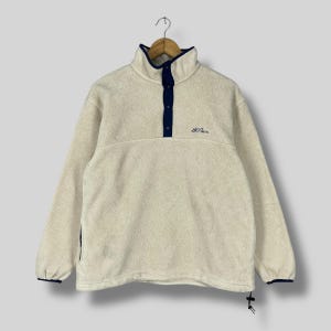 LL BEAN Half Button Fleece Medium Vintage 1990s LL Bean Sportswear Outdoor Cold Weather Jacket Ll Bean Pullover Beige Sweater Jacket Size M