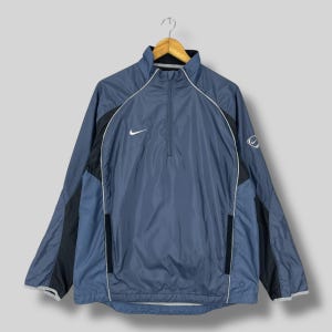 NIKE Swoosh Jacket Windbreaker Large Vintage 1990s Nike Sphere Small Logo Embroidery Sportswear Nike Half Zipper Pullover Jacket Size L