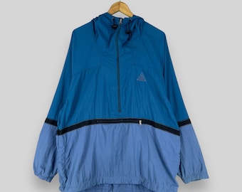 Giacca vintage anni '90 NIKE ACG, taglia media, con cappuccio Nike Swoosh Sportswear multicolore, giacca a vento leggera con cerniera Nike Air Sport, taglia M
