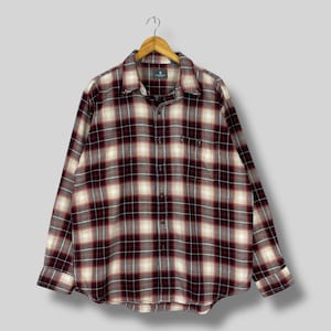 Vintage Plaid Shadow Flannel Xlarge Y2K Plaid Checkered Tartan Multicolor Hipster Oversized Minimalist Boyfriend Shirt Button Up Size XL