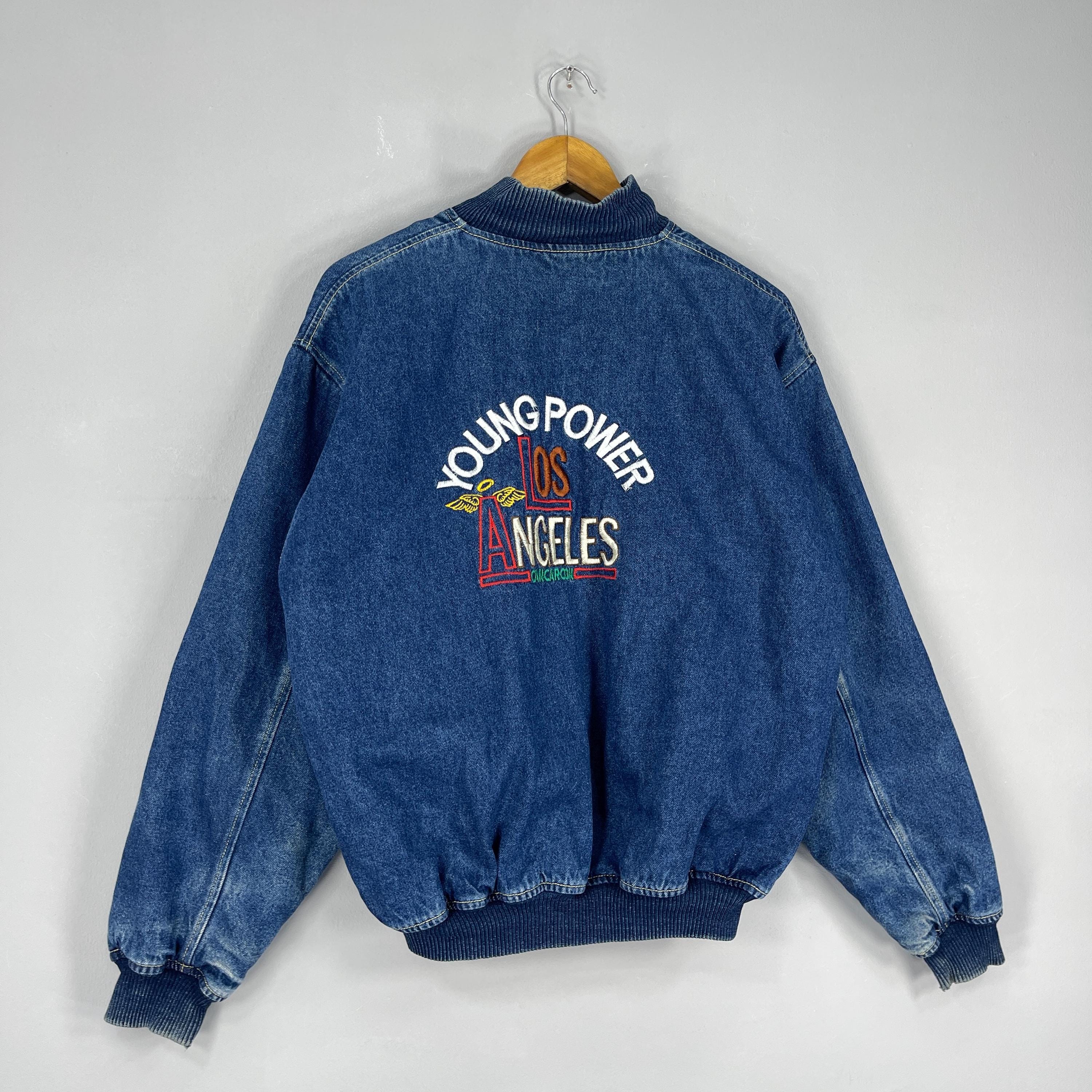 ヴィンテージ 1990 年代 CANGARCON デニム ジャケット L ヤング パワー 
