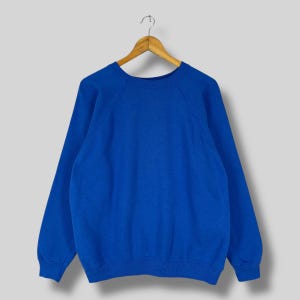 Vintage HANES SPORT Plain Blue Sweatshirt Crewneck Large 1990s Blank Blue Made In Usa Sportswear Sweater Plain Blue Sweater Pullover Size L