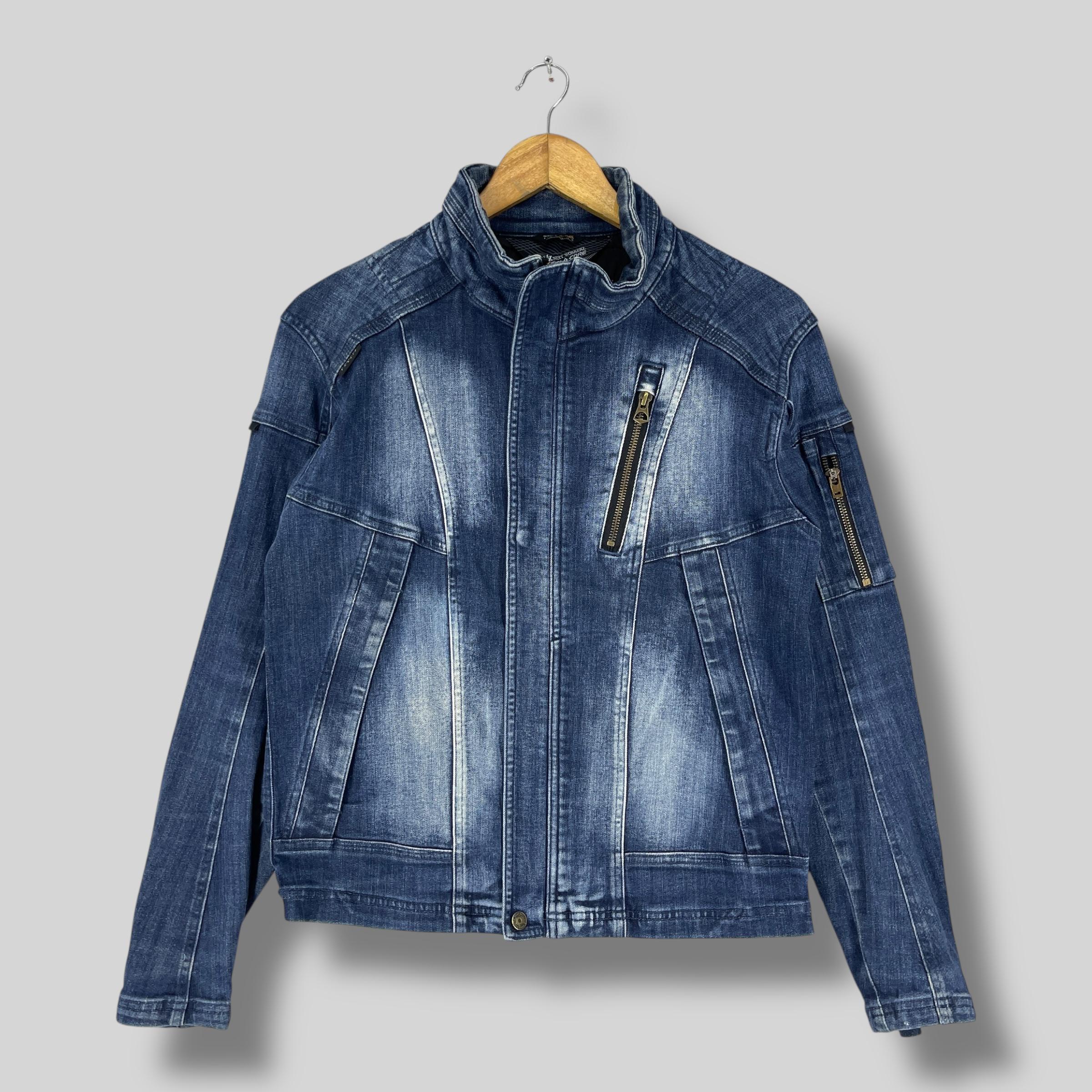 FIELDCORE Denim Bikers Style Jacket Small Vintage Y2K Fieldcore