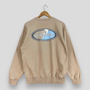 Vintage 1990s PIKO Crewneck Sweatshirt Medium Piko Hawaiian Longboard Surfing Beach Jumper Piko Longboard Surfwear Beige Sweater Size M