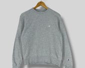 Vintage CHAMPION Sweatshirt Crewneck Medium Y2K Champion Small Logo Sportswear Champion Athletic Apparel Pullover Gray Sweater Teen Size M
