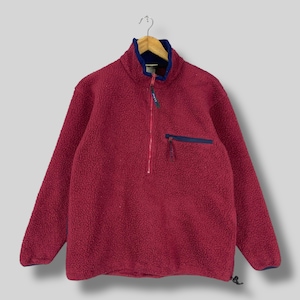 Vintage 1990s LL BEAN Deep Pile Fleece Medium LL Bean Sportswear Outdoor Cold Weather Jacket Ll Bean Half Zipper Red Fleece Jacket Size M