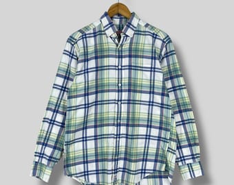 Vintage Y2K Vineyard Vines Flannel Shirt Small Plaid Checkered Tartan Multicolor Rustic Grunge Minimalist Boyfriend Shirt Button Up Size S