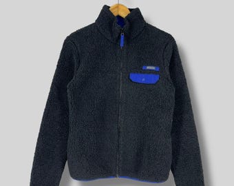 Vintage 1990s COLUMBIA Sherpa Fleece Jacket Small Columbia Sportswear Mountain Side Heavyweight Jacket Columbia Zip Up Black Fleece Size S