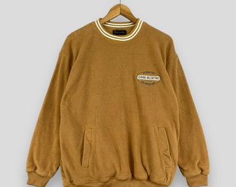 GIANNI VALETINO Crewneck Sweatshirt Medium Vintage 1990s Gianni Valentino Embroidery Logo Valentino Italy Mustard Thick Sweater Size M