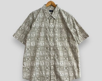 Vintage Y2K ARROW Casual Paisley Shirt Xlarge Abstract Checkered Board Floral Paisley Party Disco Retro Style Hippie Shirt Button Up Size XL