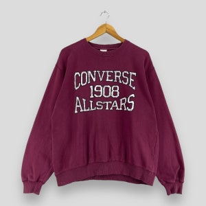 Vintage Y2K CONVERSE Crewneck Sweatshirt Large Converse All Star Spellout Streetwear Converse Usa Chuck Taylor Maroon Sweater Size L