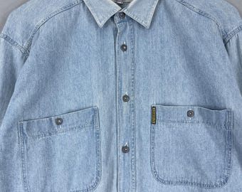 Vintage 90's ARMANI JEANS Denim Shirt Small Designer Simint Era