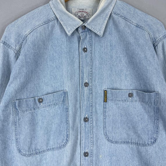 Vintage 90's ARMANI JEANS Denim Shirt Small Designer Simint Era