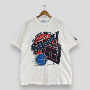 Vintage 90&#39;s ORLANDO MAGIC Nba Tshirt Medium Starter America Basketball Team Sportswear Orlando Magic Shoot Clock White Tees Size M