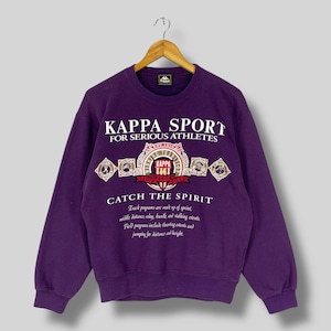 Vintage 1990s KAPPA Crewneck Sweatshirt Medium Kappa Italia Spellout Embroidery Sportswear Kappa Sport Pullover Purple Sweater Size M