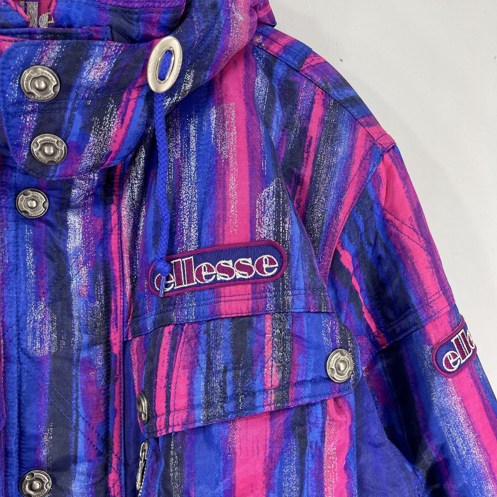 Vintage 90s Ellese Bright Hooded Pattern Ski Jacket XL