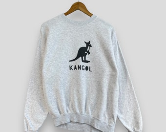 Vintage jaren 90 KANGOL Engeland Crewneck Sweatshirt Medium Kangol Big Logo Spell Out Sportswear Trui Kangol Grijze Pullover Jumper Maat M