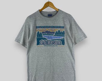 Vintage 90's LL BEAN Crewneck Tshirt Small Ll Bean Spell Out Outdoor Printed Sportswear Ll Bean Usa Gray Short Sleeves Tshirt Size S