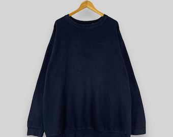REEBOK Sweatshirt Crewneck Oversized Vintage Y2K Reebok Small Logo Sportswear Activewear Reebok Pullover Plain Black Baggy Sweater Size 3XL