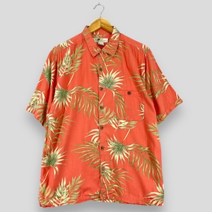 JOE MARLIN Hawaii Shirt Medium Vintage 90&#39;s Hawaiian Aloha Tropical Floral Beachwear Party Disco Beach Hawaii Button Up Rayon Shirt Size M