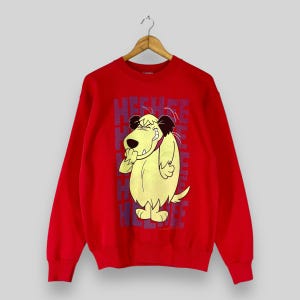 Vintage MUTLEY Cartoon Crewneck Sweatshirt Medium 90's Stanley Desantis Mutley Fictional Comedy Dog Cartoon Printed Red Sweater Size M