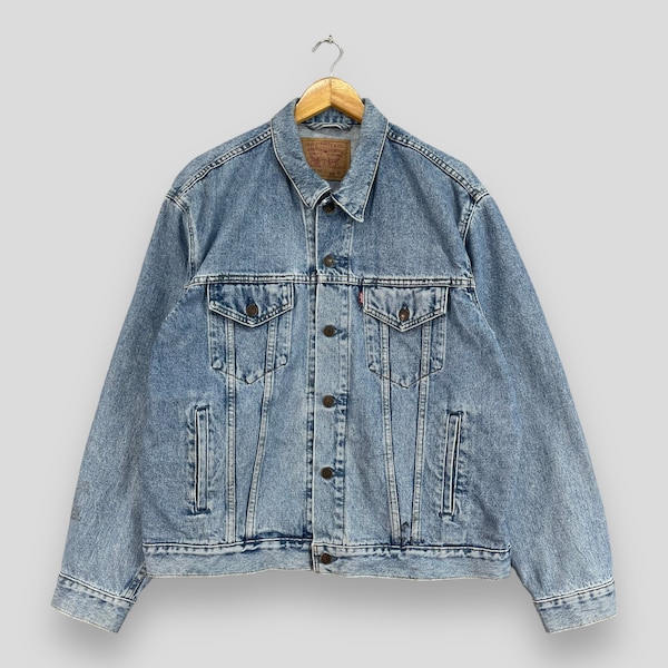 vintage des années 90 LEVIS 70503 Denim Trucker Jacket Xlarge Levis Medium Wash Jeans Jacket Levis Distressed Dirty Jeans Jacket Buttons Taille XL