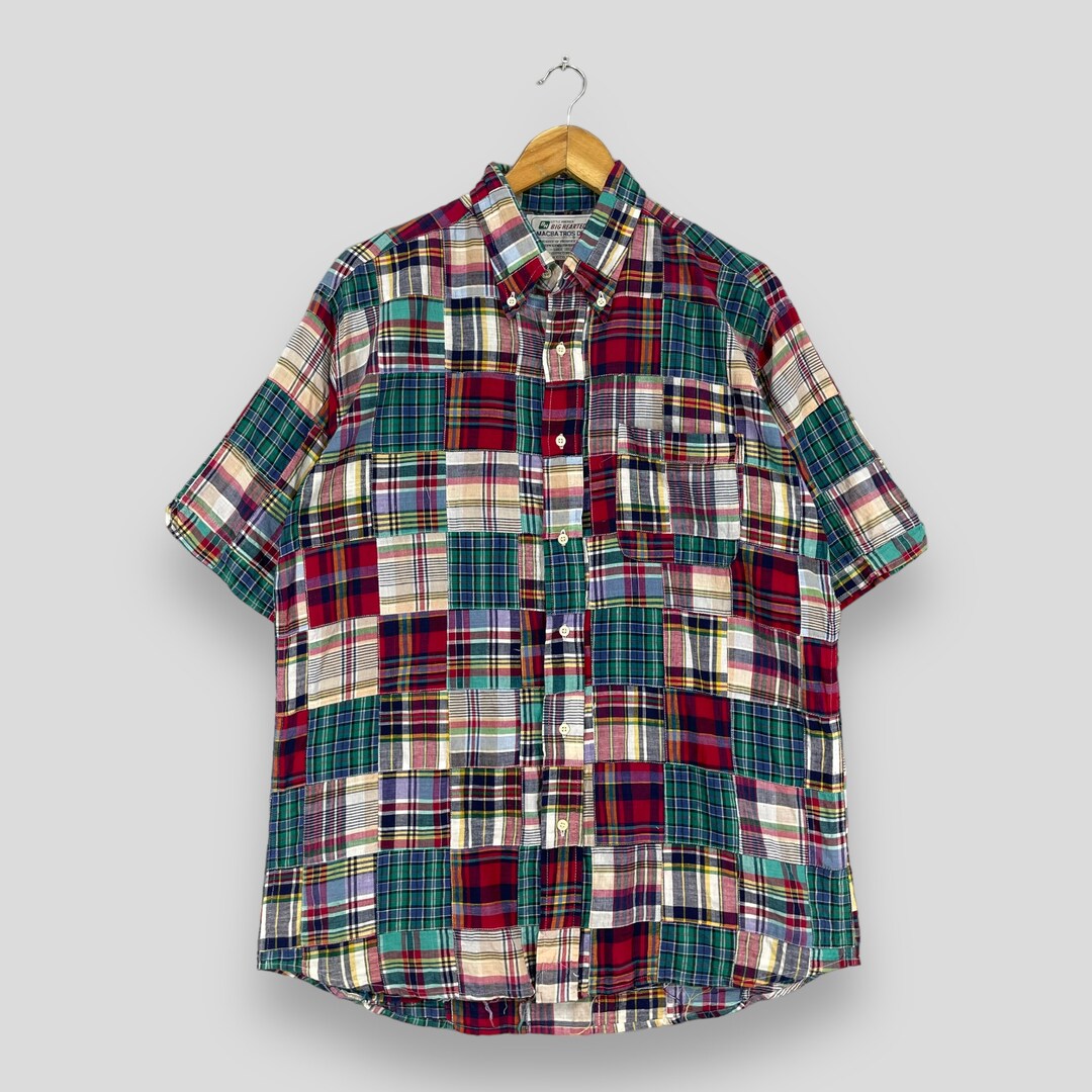 Vintage 90's Japanese Custom Patchwork Shirt Medium Plaid