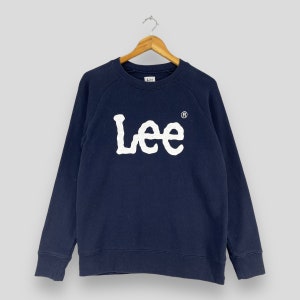 Vintage 90&#39;s LEE Crewneck Sweatshirt Small Lee Usa Spell Out Union Made Casual Wear Lee Activewear Pullover Navy Blue Sweater Women Size S