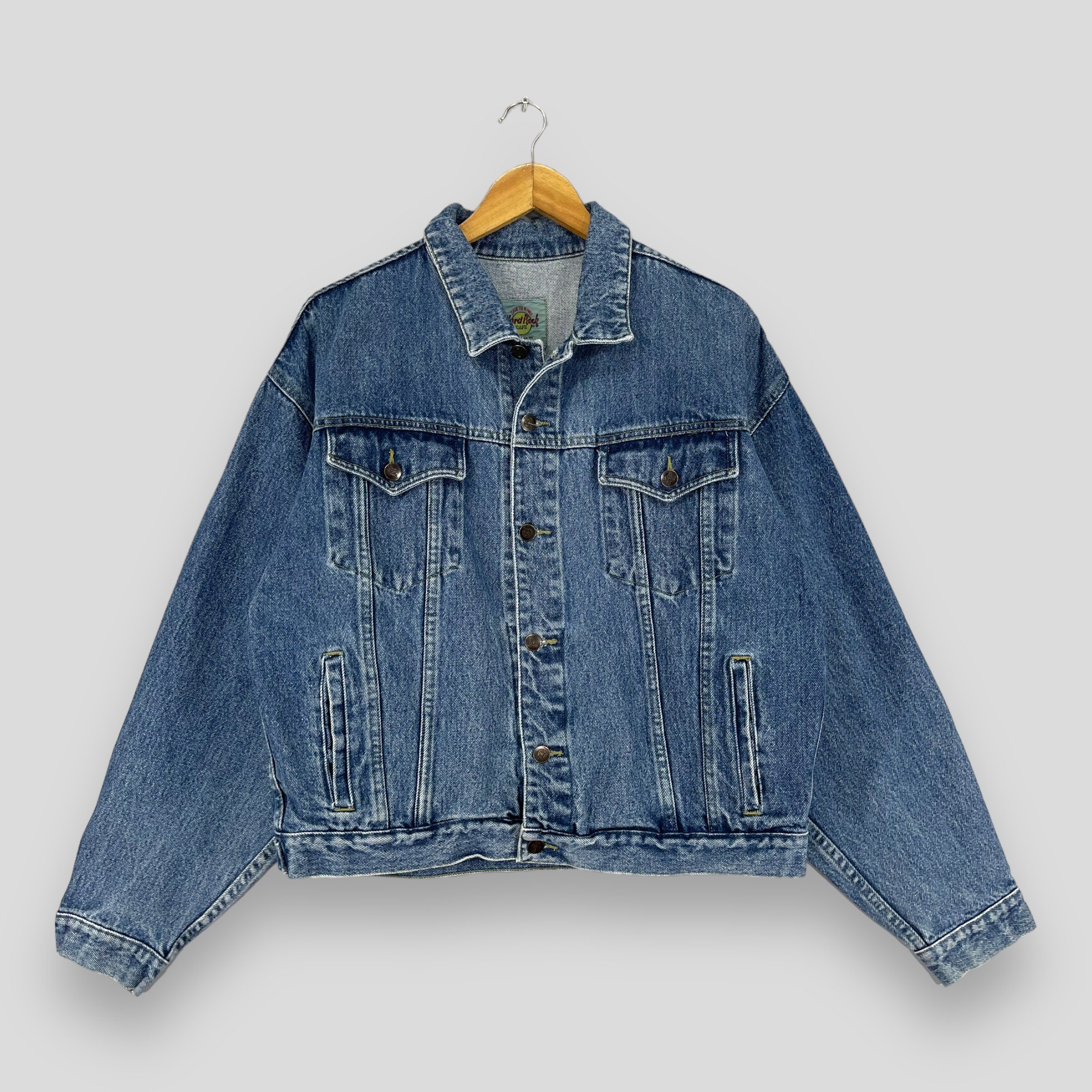 Vintage 90's HARD ROCK CAFE Denim Trucker Jacket Large Hard Rock