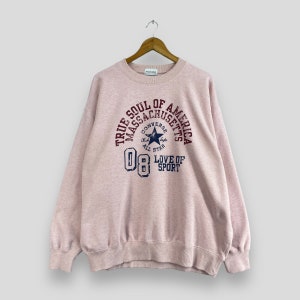 CONVERSE All Star Crewneck Sweatshirt Oversized Vintage Y2K Converse American Sportswear Chuck Taylor Pink Pullover Sweater Size 2XL