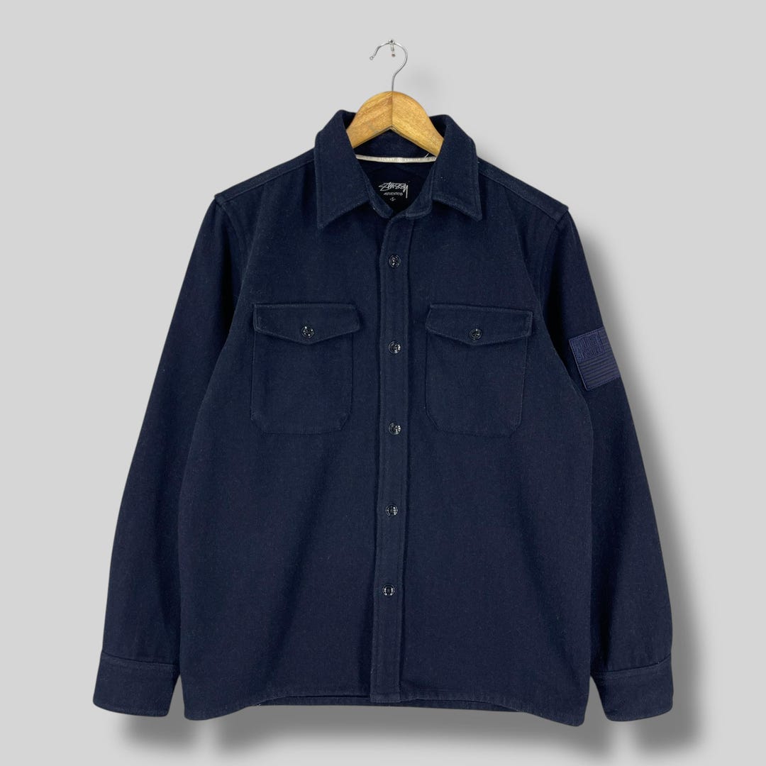 トップス 90s old stussy work shirt international Vintage 90's STUSSY Wool Shirt Jacket Small Stussy Tribe